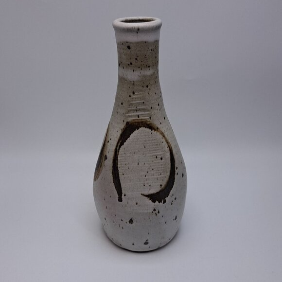 Handmade Ceramic Vase Speckled Glaze Abstract Design - Picture 3 of 16